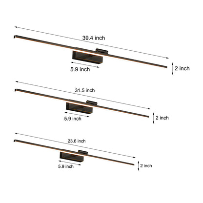 Modern Copper Adjustable LED Bathroom Vanity Light with Rotatable Rod and Linear Acrylic Shade