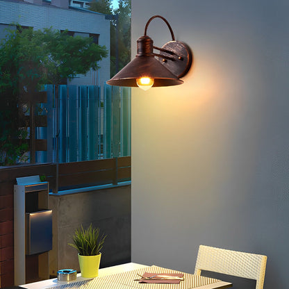 Retro Conical Iron Waterproof Industrial Style Outdoor Wall Lamp Exterior Lights