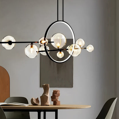 Moon Glass Bubbles Strip LED Black Postmodern Dining Room Chandeliers