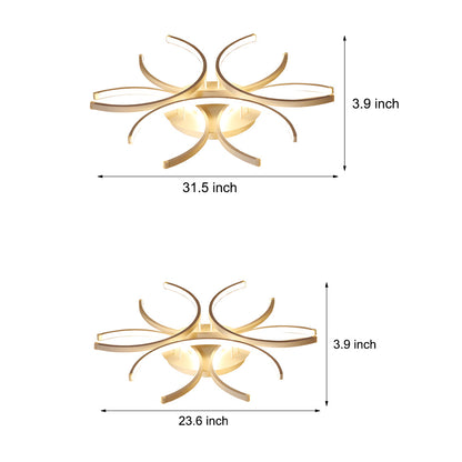 Simple Semi-Circle Lines Flower LED Dimmable Modern Ceiling Light Fixture