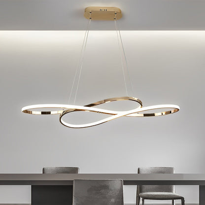 Wavy Double 8-shaped LED Stepless Dimming Nordic Chandelier Hanging Lamp