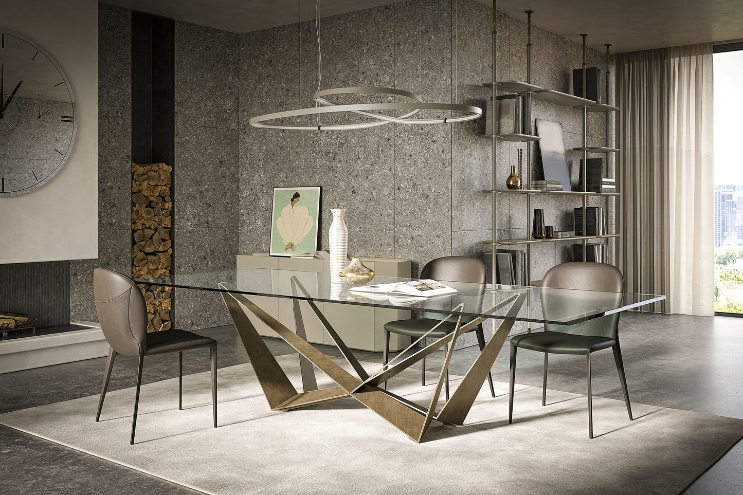 Skorpio Glass Dining Table - 118 In