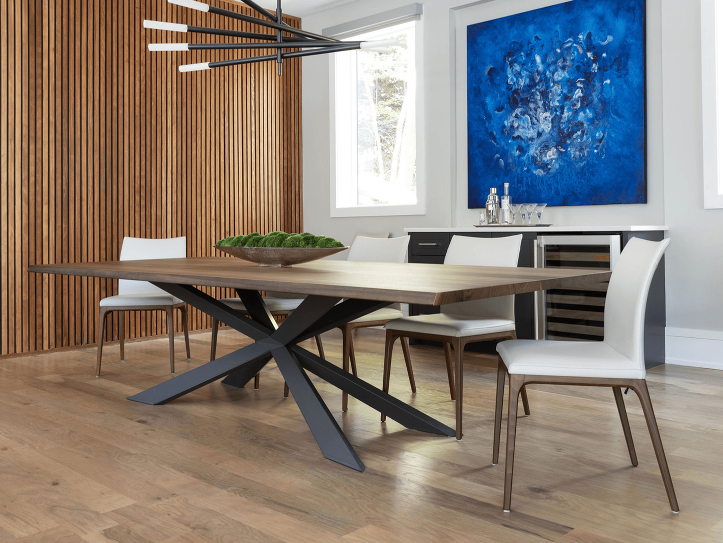 Spyder Wood Top Dining Table - Walnut/Graphite/118