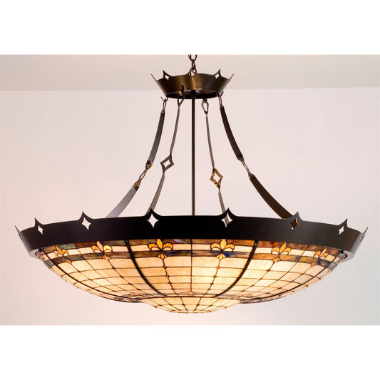 Stained Glass / Tiffany Ten Light Bowl Pendant from the Fleurs Collection