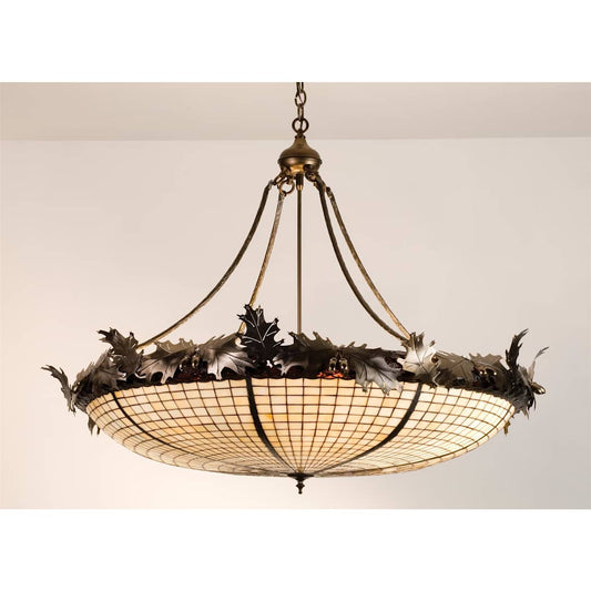 Six Light Bowl Pendant from the Acorn & Oak Leaves Collection