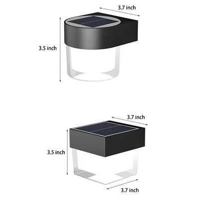 Square Round Waterproof LED Black Minimalist Solar Outdoor Wall Lights