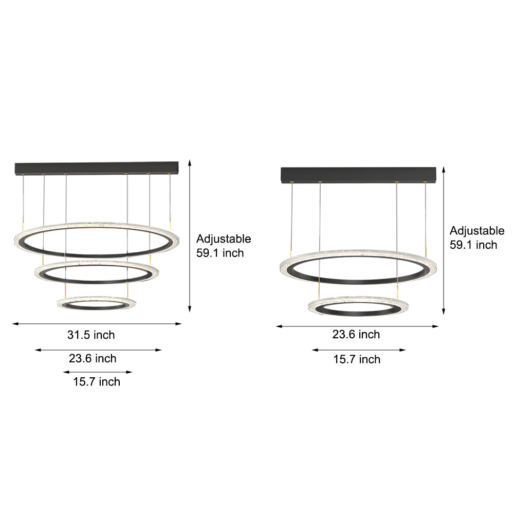 Simple Ring Three Step Dimming Circles Modern Chandelier Hanging Lights