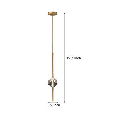 Modern 1-Light Copper Single Crystal Pendant Light with 3-Step Dimming LED