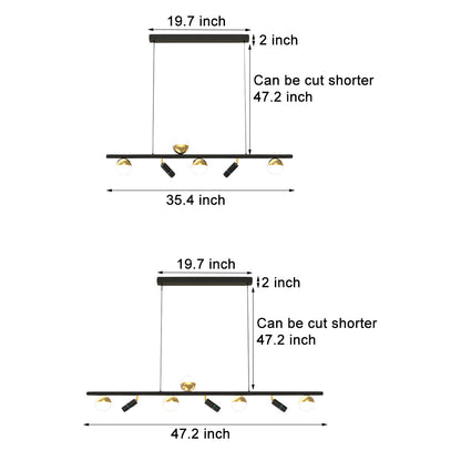 Long Strip LED Three Step Dimming Nordic Spotlight Dining Room Chandelier