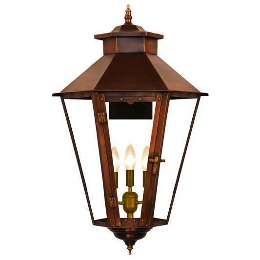 Bayou Street 3 Light 34" Tall Copper Electric Outdoor Wall Sconce