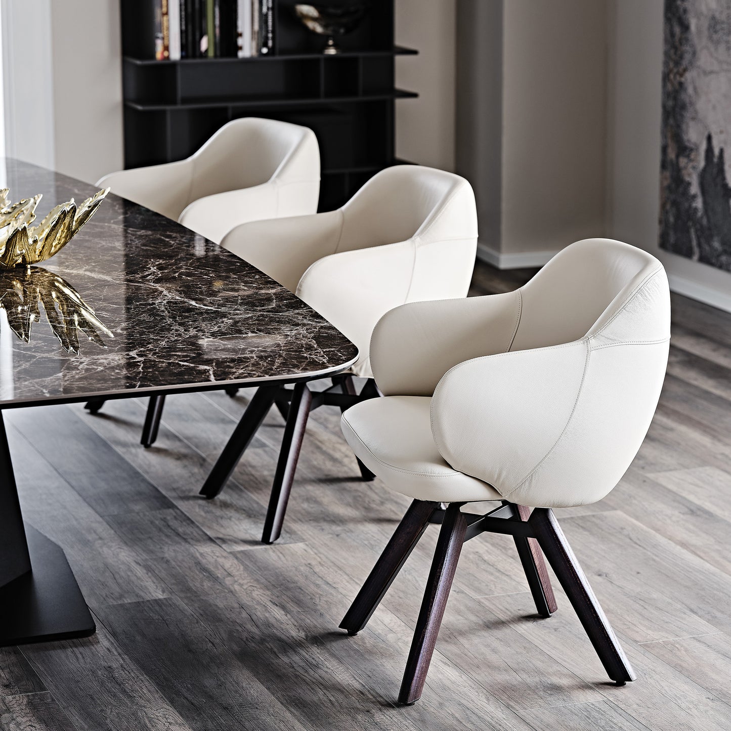 Bombe Swivel Chair - Burned Oak