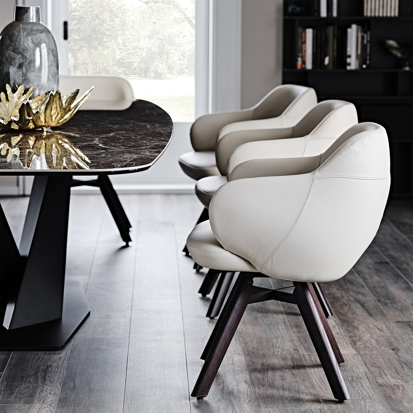 Bombe Swivel Chair - Burned Oak
