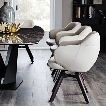 Bombe Swivel Chair - Burned Oak