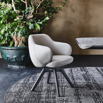 Bombe Swivel Chair - Burned Oak