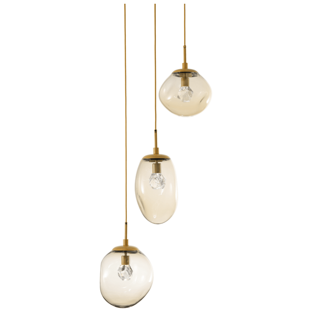 Cosmos 22" Wide Artisan Crafted 3 Light Nebula Glass Pendant