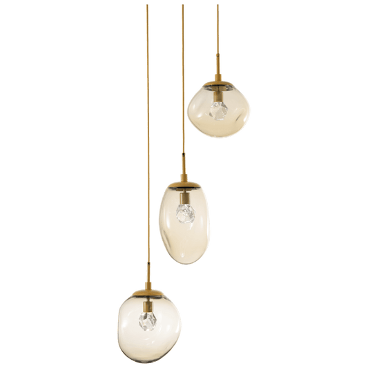 Cosmos 22" Wide Artisan Crafted 3 Light Nebula Glass Pendant