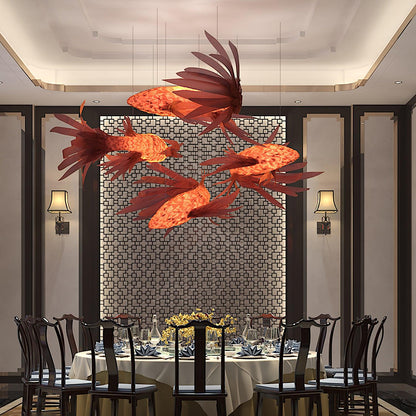 Crimson Swirl Koi Pendant light Chandelier