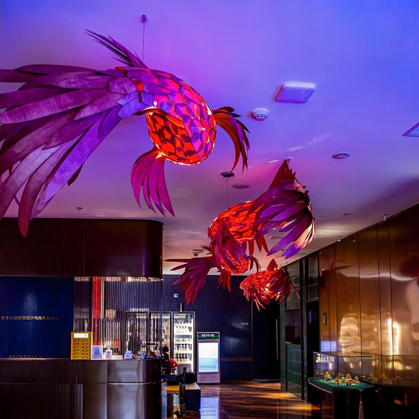 Crimson Swirl Koi Pendant light Chandelier