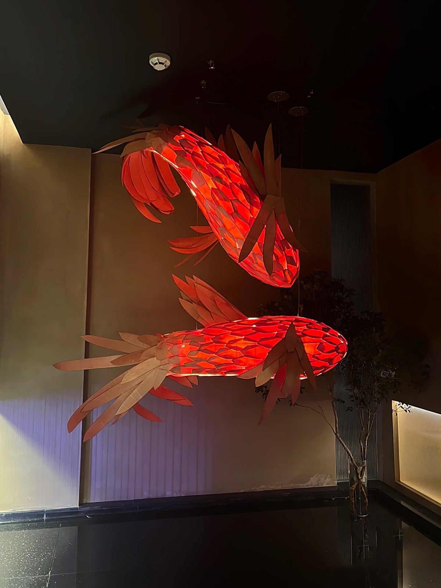Crimson Swirl Koi Pendant light Chandelier
