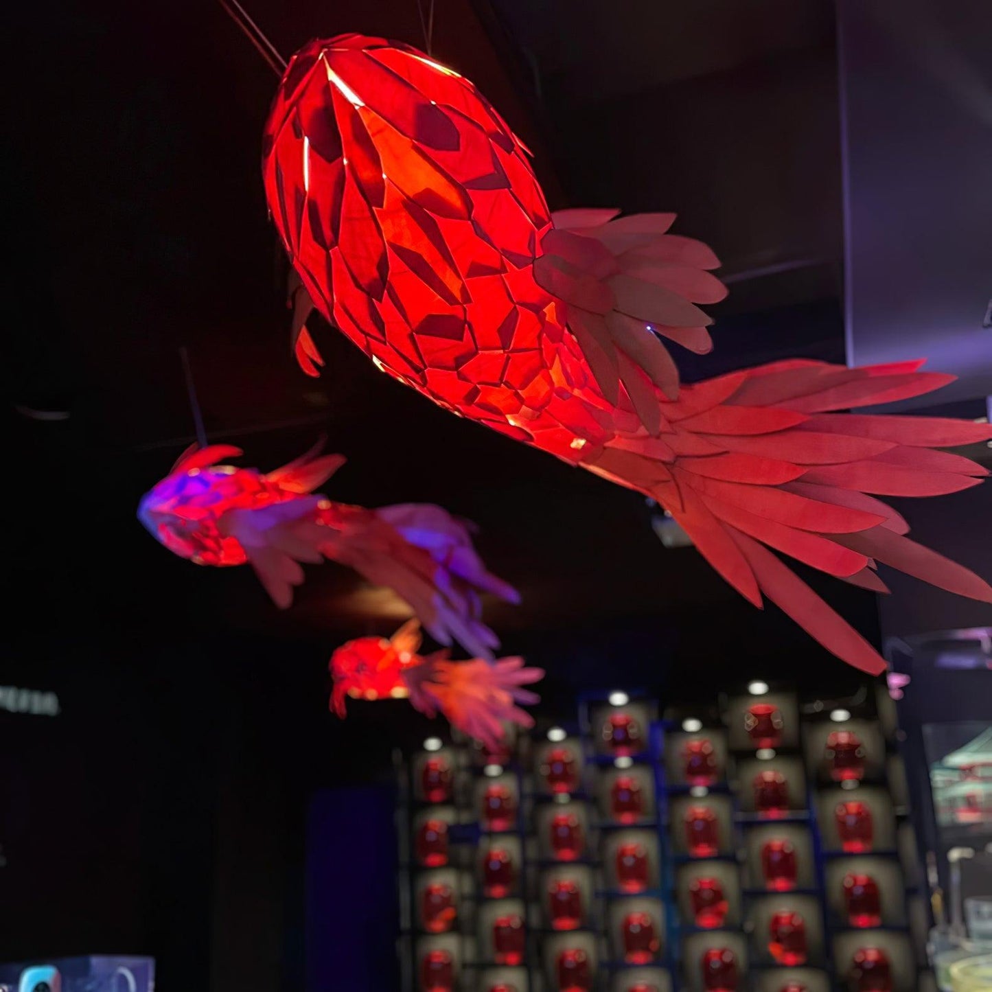Crimson Swirl Koi Pendant light Chandelier