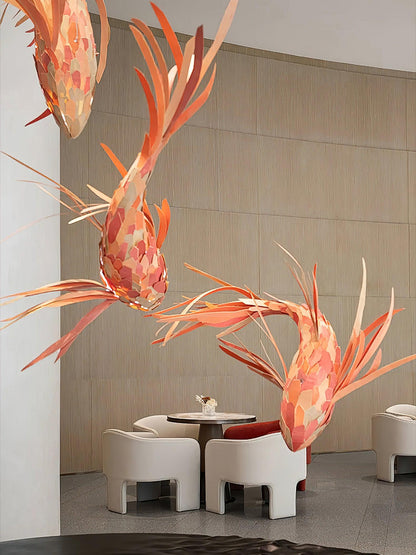 Crimson Swirl Koi Pendant light Chandelier