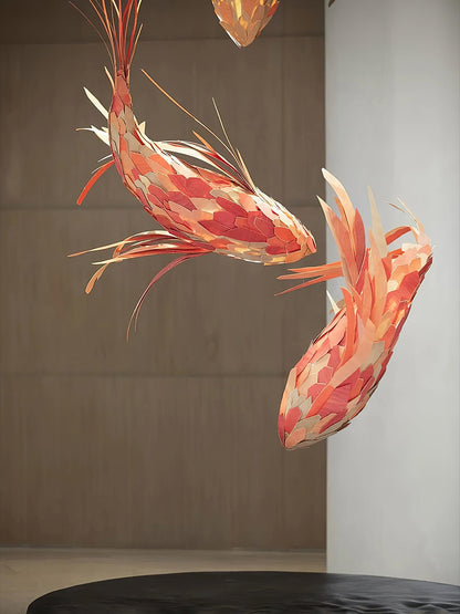 Crimson Swirl Koi Pendant light Chandelier