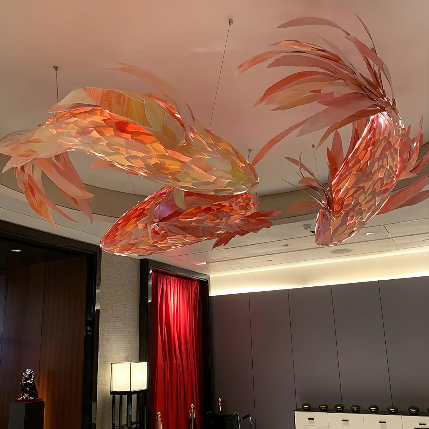 Crimson Swirl Koi Pendant light Chandelier