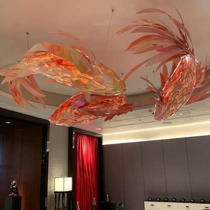 Crimson Swirl Koi Pendant light Chandelier