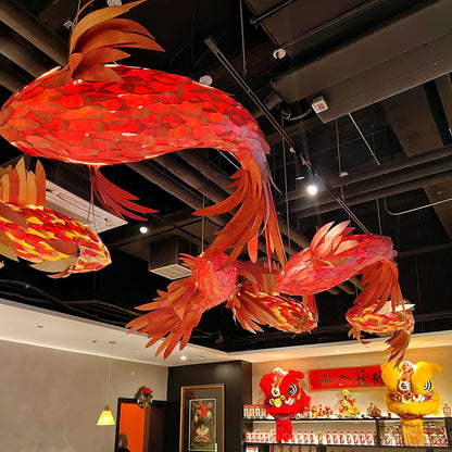 Crimson Swirl Koi Pendant light Chandelier
