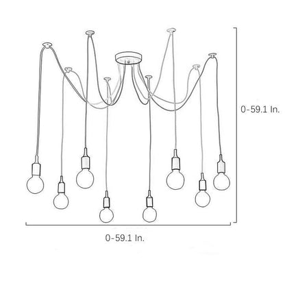 Cluster Spider Pendant Lighting 10-heads DIY Adjustable Ceiling Lights