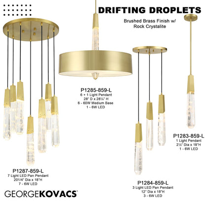 Drifting Droplets 7 Light 20" Wide LED Crystal Multi Light Pendant with Rock Crystallite