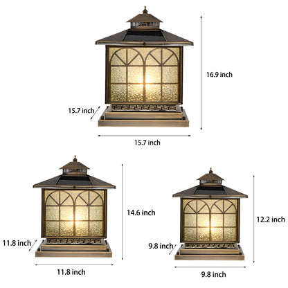 Classical Waterproof LED 3 Step Dimming Bronze Solar Post Caps Lights