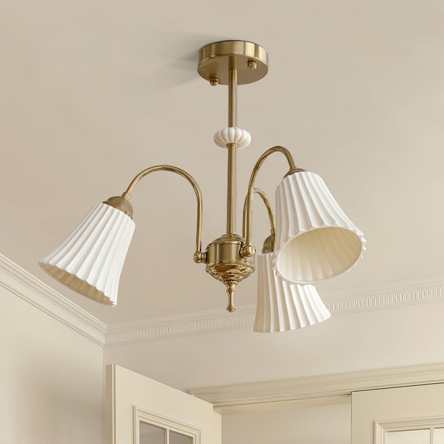 Medieval Ceramic Trumpet Electrolier Chandelier