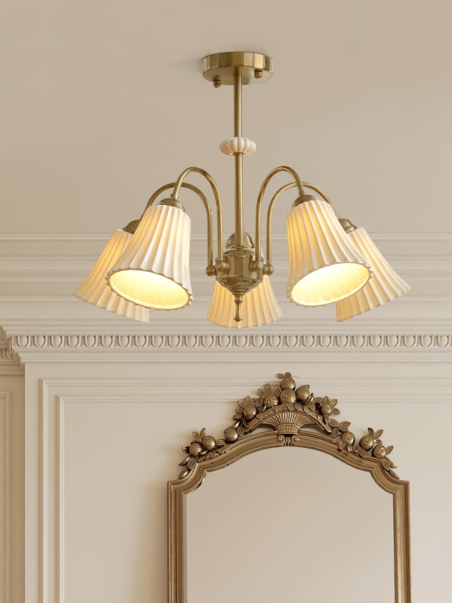 Medieval Ceramic Trumpet Electrolier Chandelier