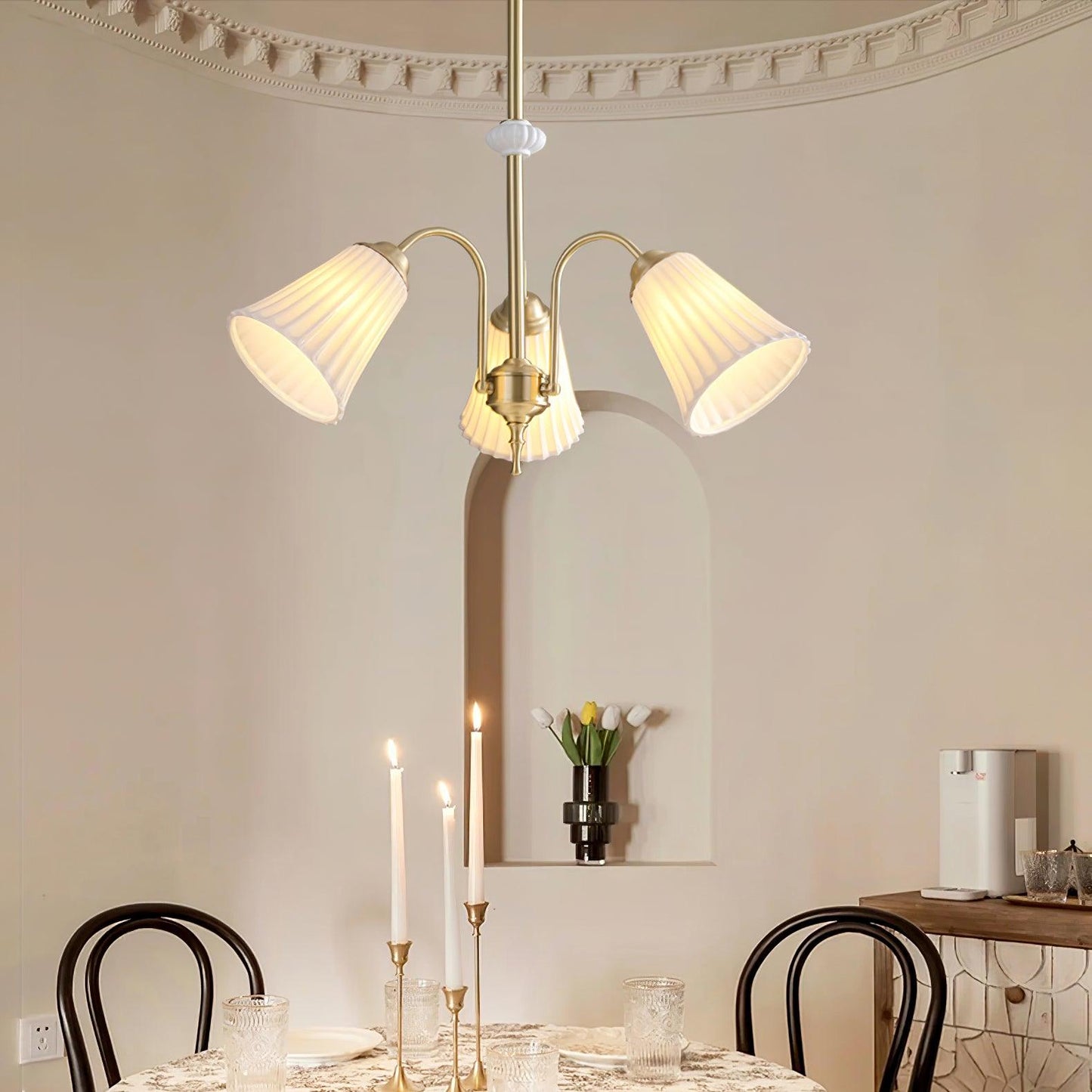 Medieval Ceramic Trumpet Electrolier Chandelier