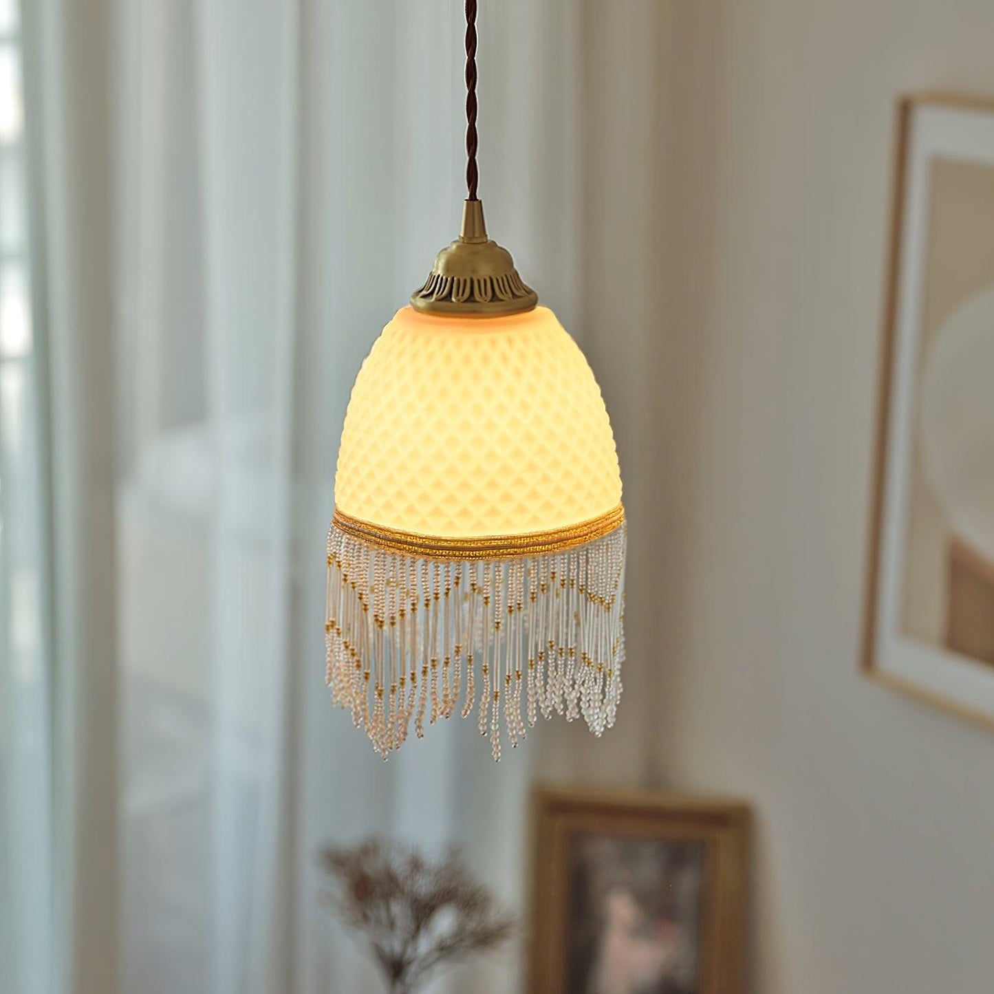 Mesh Tassel Glass Ceiling light fitting Pendant Light