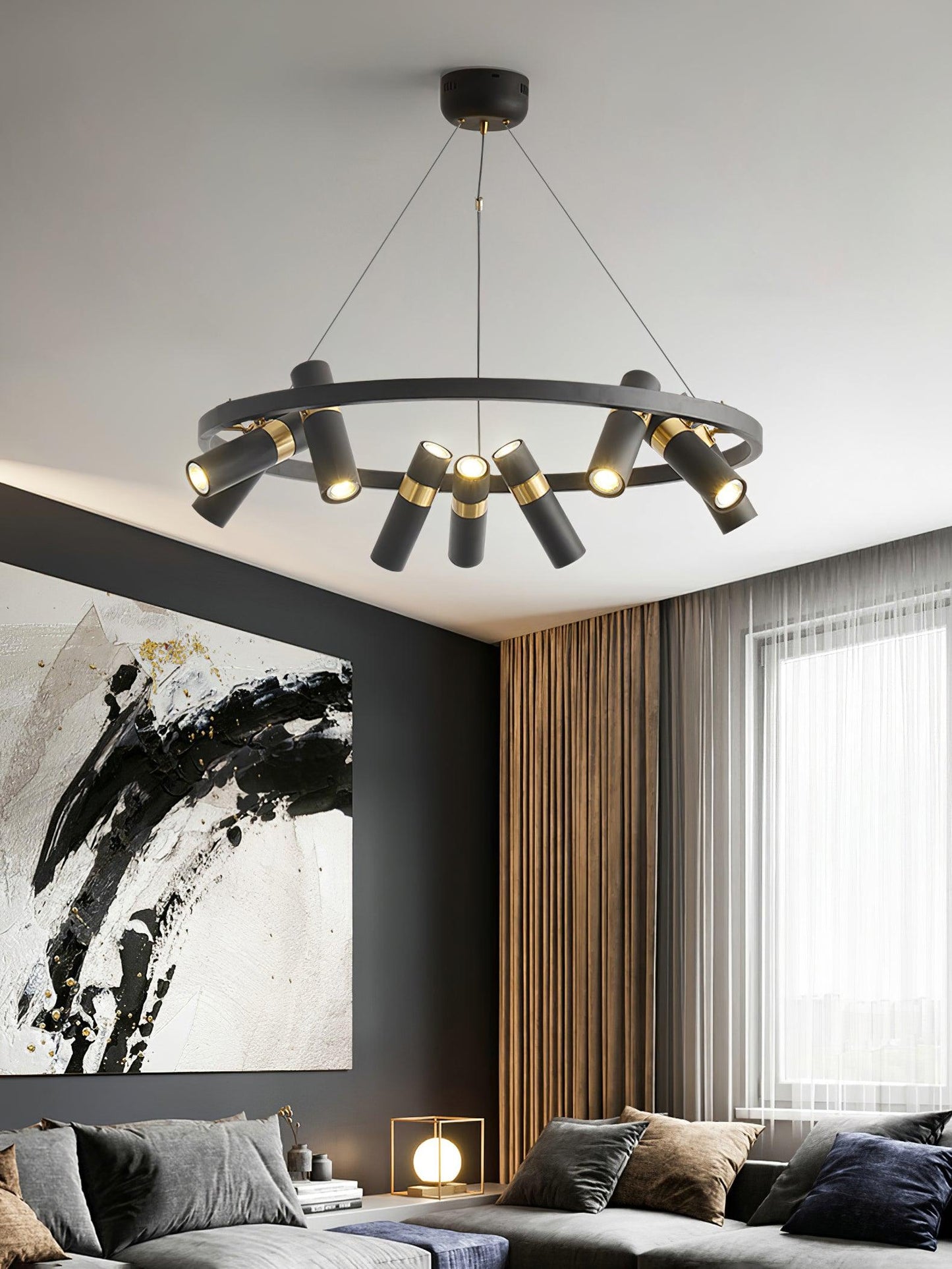 Black Mutil Pipe Ceiling fixture Chandelier