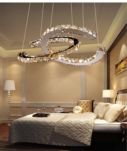 Modern Crystal Double C Crown Chandelier