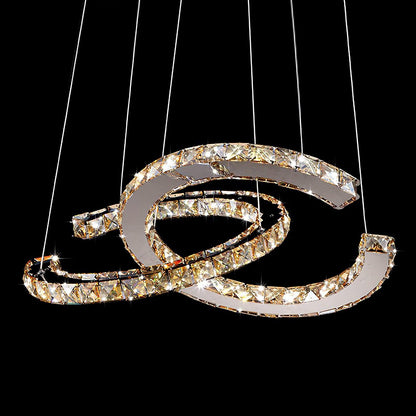 Modern Crystal Double C Crown Chandelier