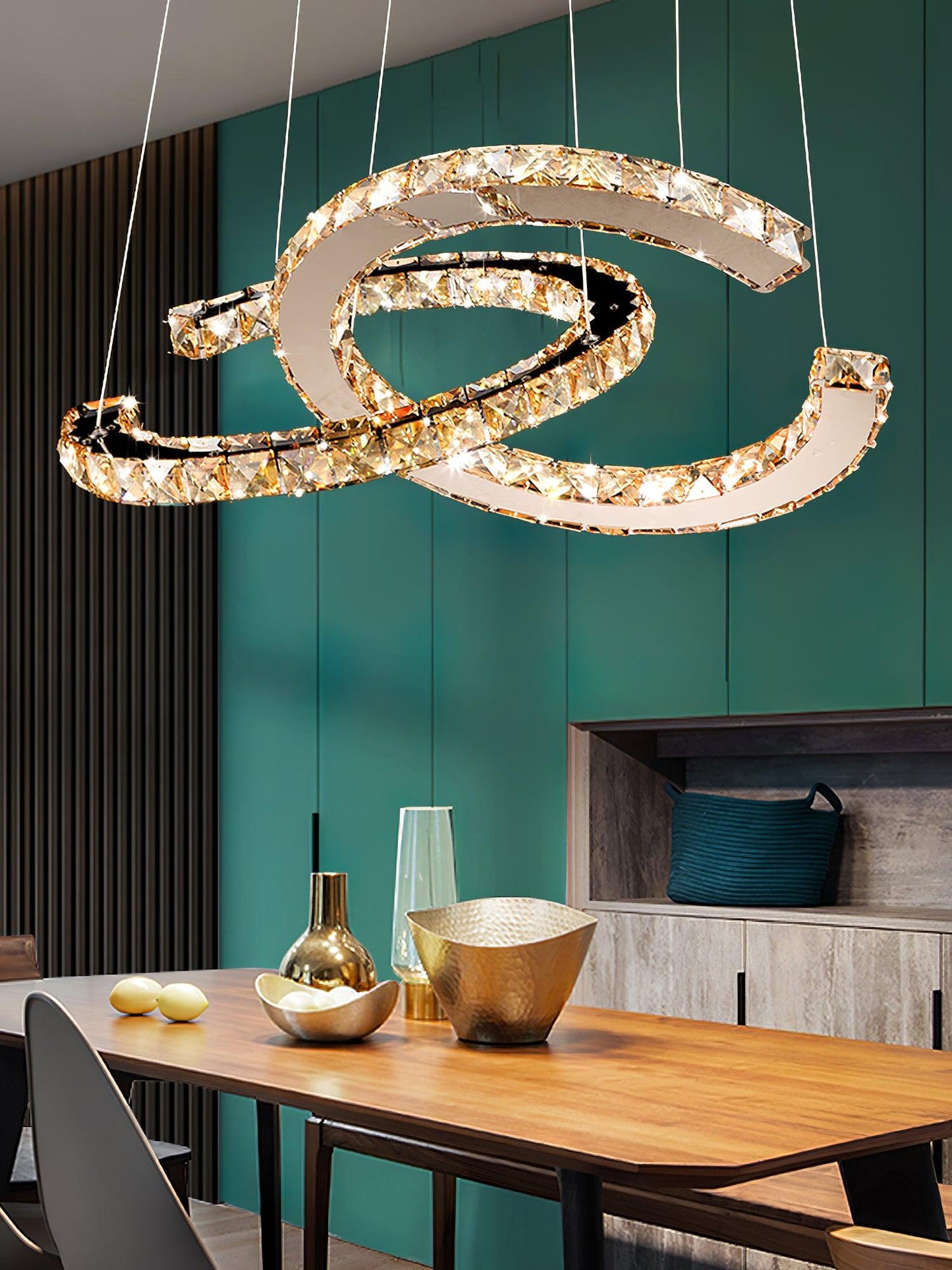 Modern Crystal Double C Crown Chandelier