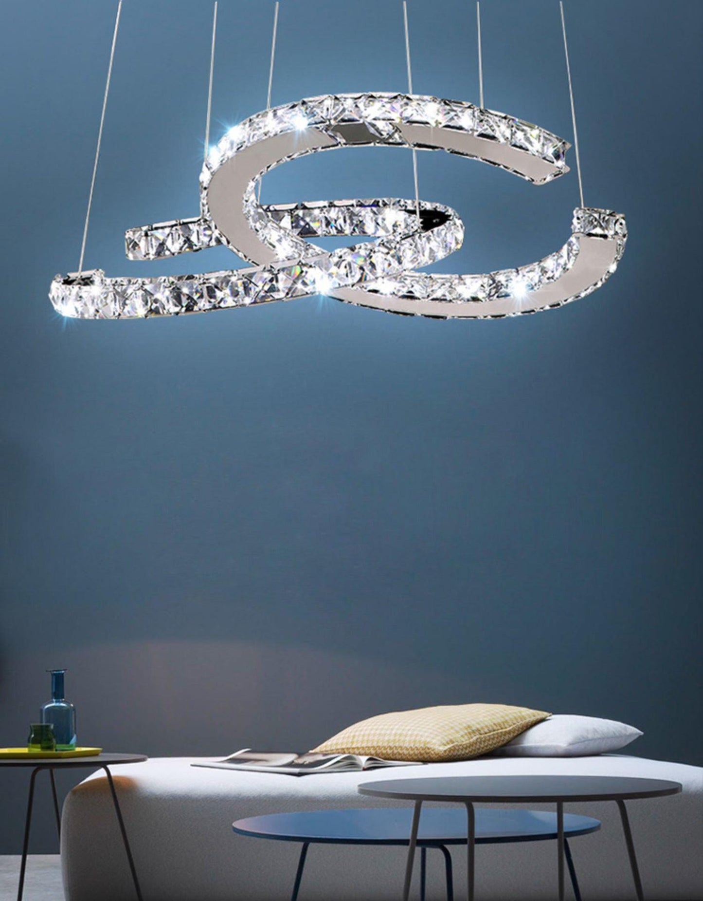Modern Crystal Double C Crown Chandelier