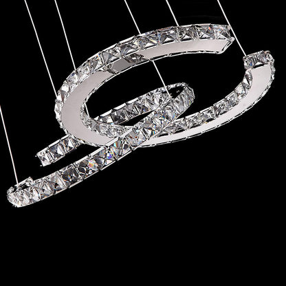 Modern Crystal Double C Crown Chandelier