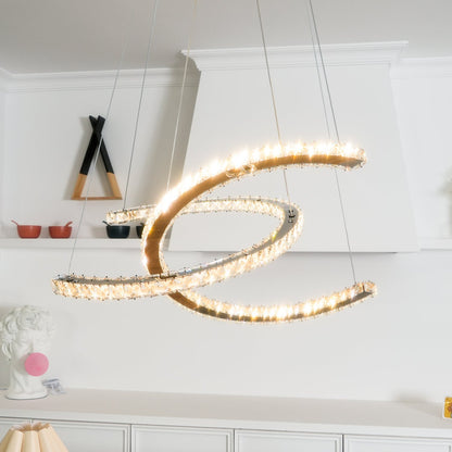 Modern Crystal Double C Crown Chandelier