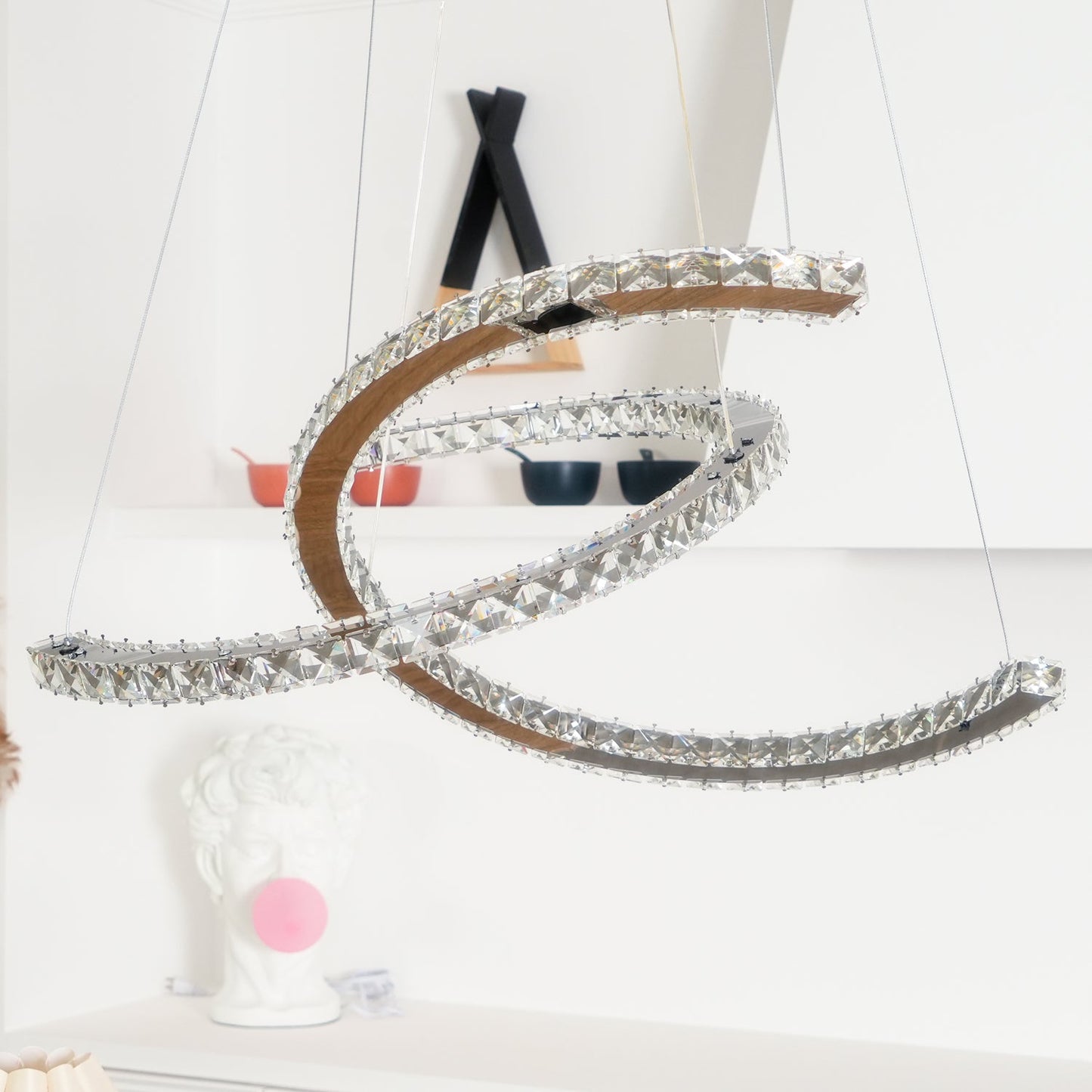 Modern Crystal Double C Crown Chandelier