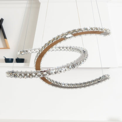 Modern Crystal Double C Crown Chandelier