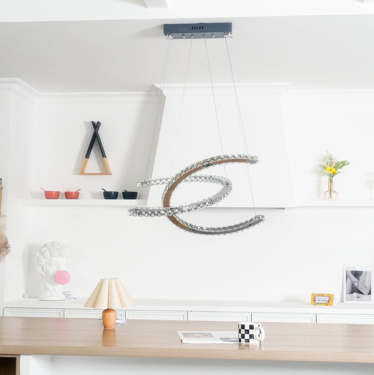 Modern Crystal Double C Crown Chandelier