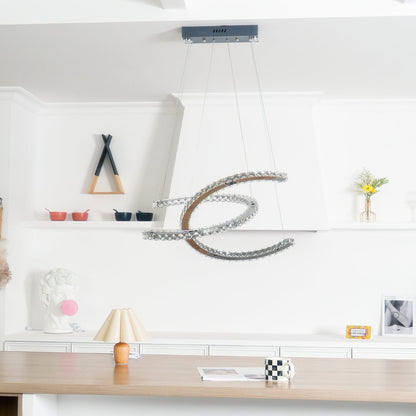 Modern Crystal Double C Crown Chandelier