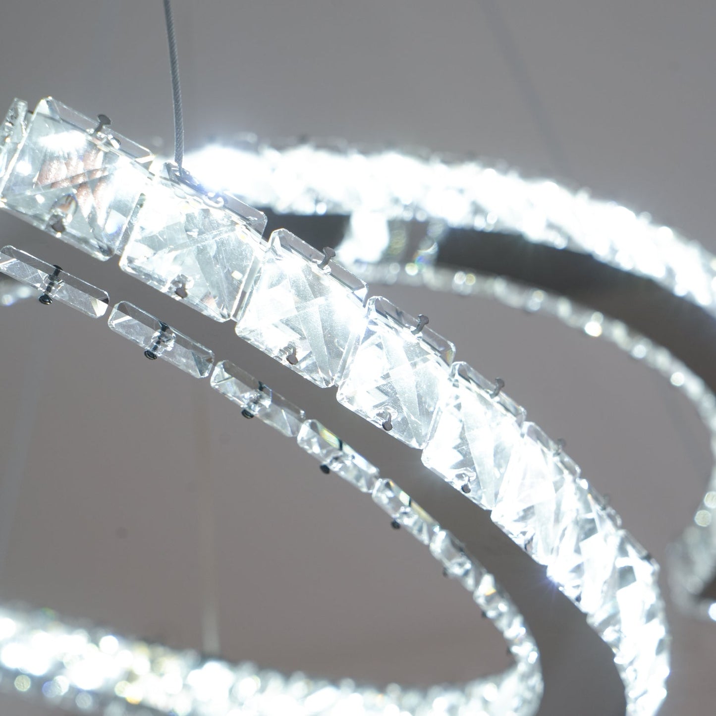 Modern Crystal Double C Crown Chandelier