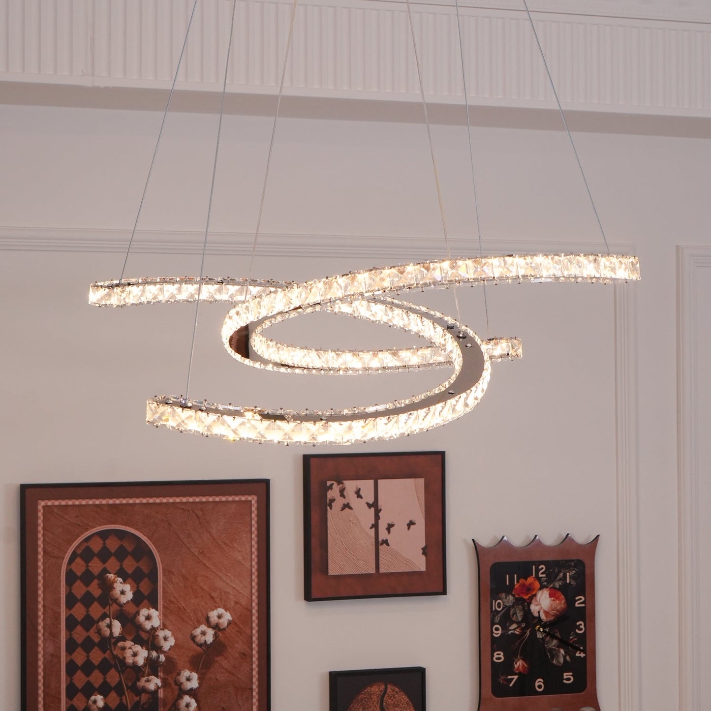 Modern Crystal Double C Crown Chandelier