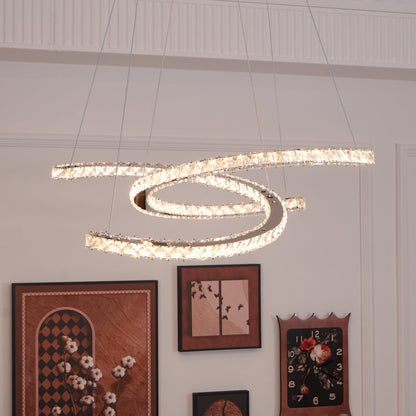 Modern Crystal Double C Crown Chandelier